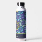 Funky Abstrakt Blue Floral Pattern Personalisiert Trinkflasche (Links)