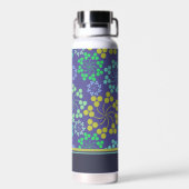 Funky Abstrakt Blue Floral Pattern Personalisiert Trinkflasche (Rückseite)