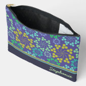 Funky Abstrakt Blue Floral Pattern Personalisiert Zubehörtasche (Offen)