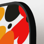 Funky, abstrakt, Blume in orange und gelb Pickleball Schläger (Linke Seite)