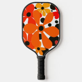 Funky, abstrakt, Blume in orange und gelb Pickleball Schläger
