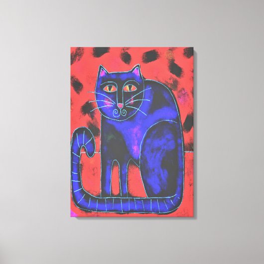 Funky Abstrakt Cat Painting Leinwanddruck (Vorderseite)