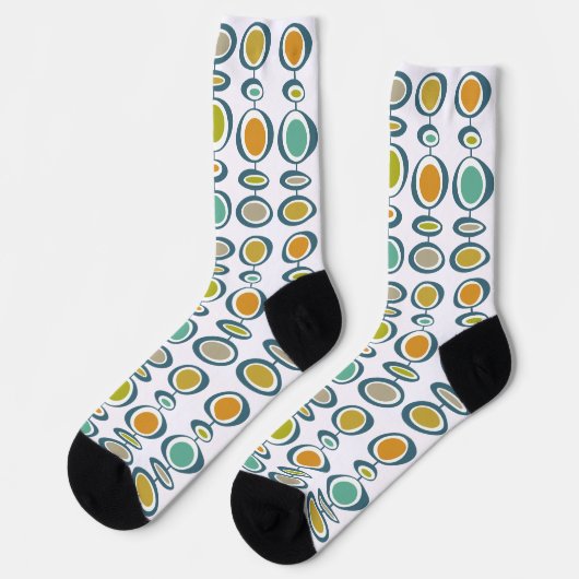Funky Abstrakt Circles Mid Century Retro Socken (Linkes Detail)