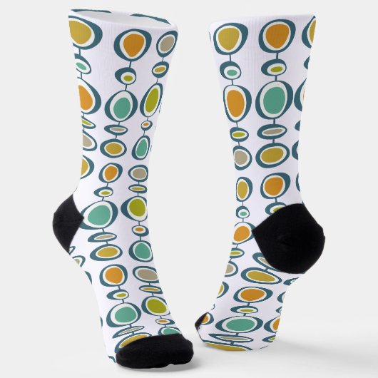Funky Abstrakt Circles Mid Century Retro Socken (Gewinkelt)