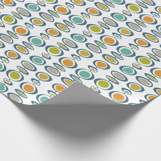 Funky Abstrakt Circles Retro Mitte Jahrhundert Geschenkpapier (Ecke)