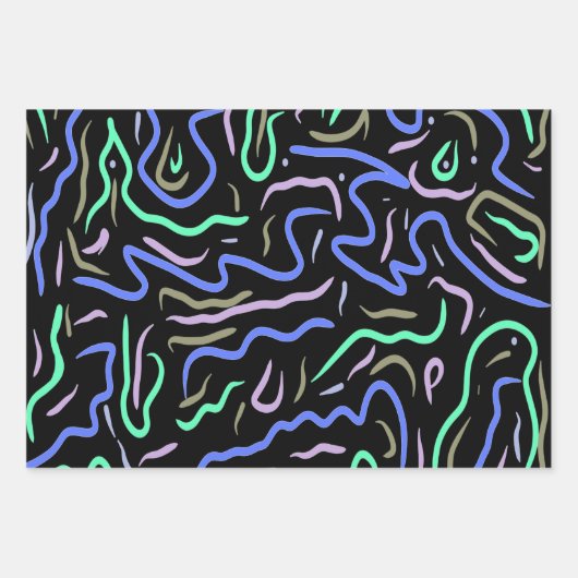 Funky Abstrakt Digital Art Geschenkpapier Set (Vorderseite)