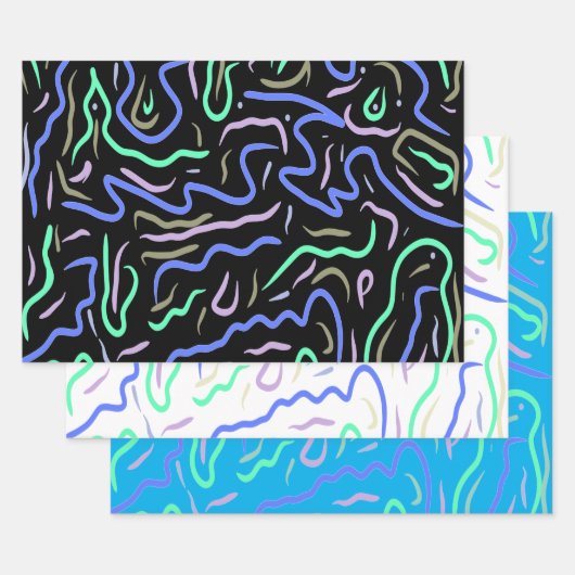 Funky Abstrakt Digital Art Geschenkpapier Set (Set)