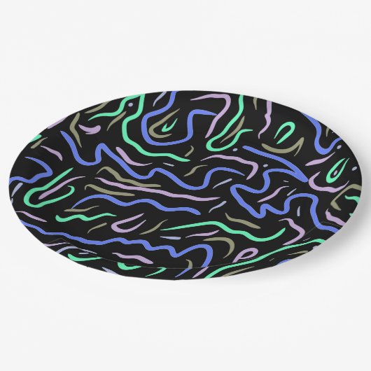 Funky Abstrakt Digital Art Pappteller (Schrägansicht)