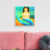 Funky Abstrakt Digital Mermaid Print Leinwanddruck (Insitu (Wohnzimmer))