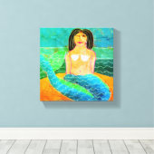 Funky Abstrakt Digital Mermaid Print Leinwanddruck (Insitu (Holzboden))