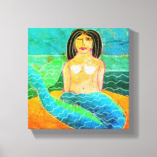Funky Abstrakt Digital Mermaid Print Leinwanddruck (Vorderseite)