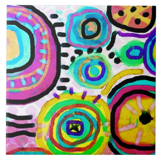 Funky Abstrakt Digital Painting Fliese (Vorderseite)