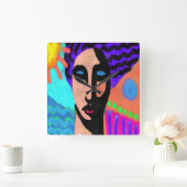 Funky Abstrakt Digital Painting Quadratische Wanduhr (Zuhause)