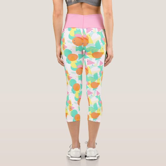 Funky Abstrakt Geometric Angesagt 50er Art Pattern Capri Leggings (Rückseite)