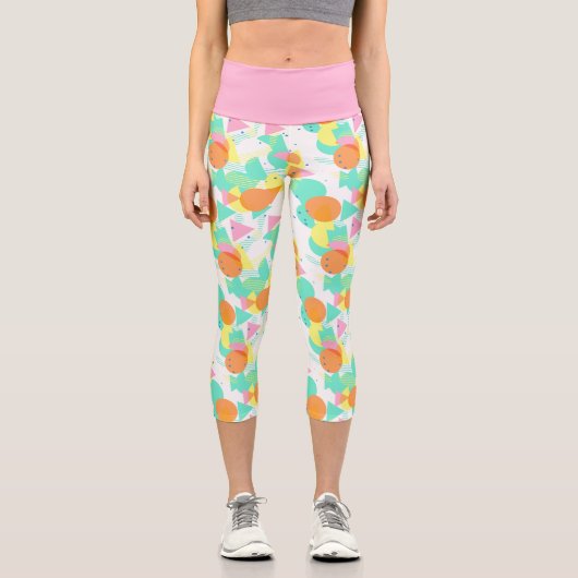 Funky Abstrakt Geometric Angesagt 50er Art Pattern Capri Leggings (Vorderseite)