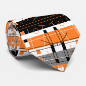 Funky Abstrakt Geometry Orange Black Krawatte (Gerollt)