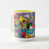 Funky Abstrakt Joyful Colorful Zweifarbige Tasse (Vorderseite Links)