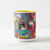 Funky Abstrakt Joyful Colorful Zweifarbige Tasse (Mittel)