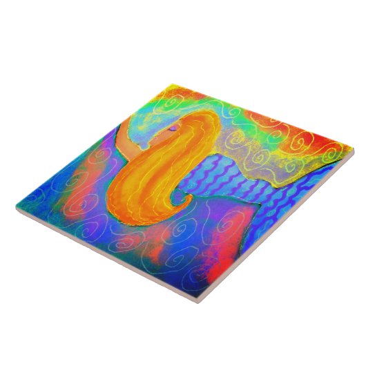 Funky Abstrakt Mermaid Digital Painting Fliese (Seite)