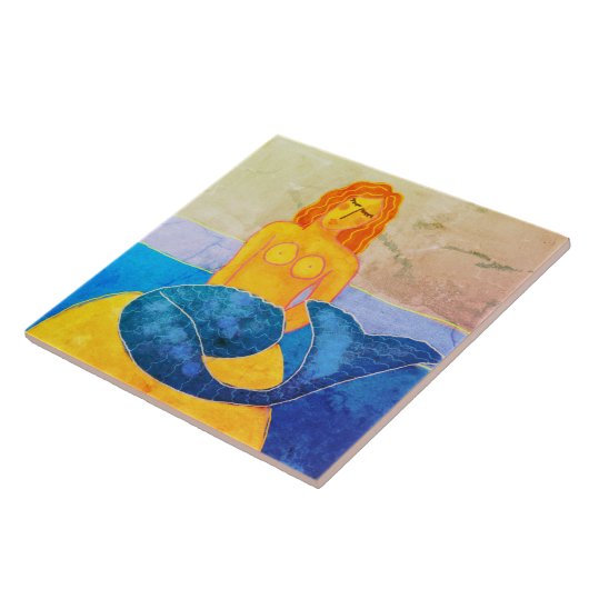 Funky Abstrakt Mermaid Painting Fliese (Seite)