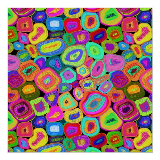 Funky Abstrakt Oil Painted Circles Poster (Vorderseite)