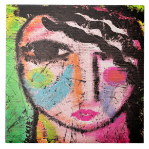 Funky Abstrakt Portrait auf der OSB-Karte Fliese