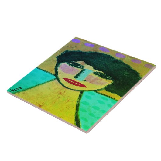 Funky Abstrakt Portrait einer Frau Fliese (Seite)