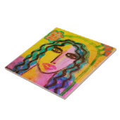 Funky Abstrakt Portrait einer Frau Fliese (Seite)