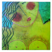 Funky Abstrakt Portrait einer Frau Fliese (Vorderseite)