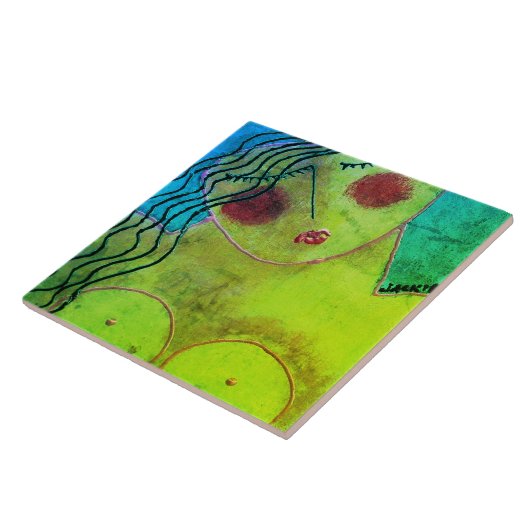 Funky Abstrakt Portrait einer Frau Fliese (Seite)