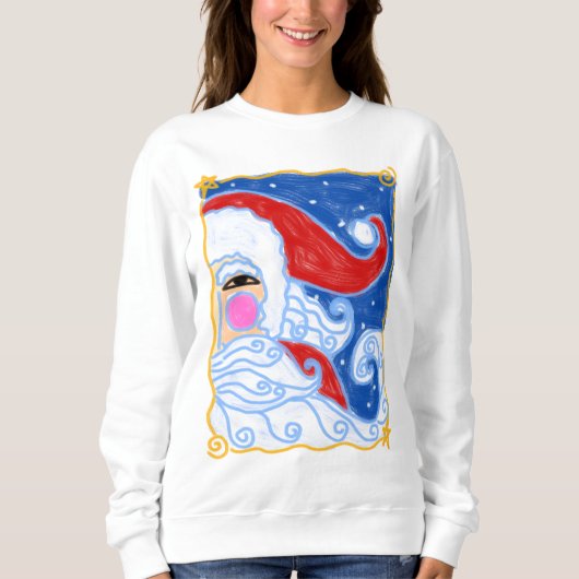 Funky Abstrakt Santa Christmas Art to Wear Sweatshirt (Vorderseite)