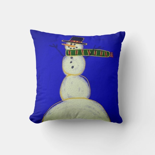 Funky Abstrakt Snowman Christmas Art Kissen (Vorderseite)