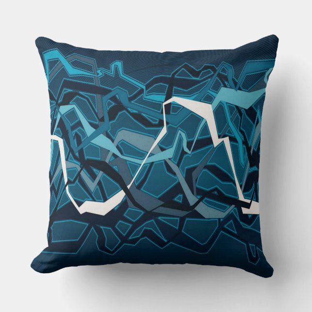 Funky Abstrakt Waves Aquamarines Throw Kissen (Vorderseite)