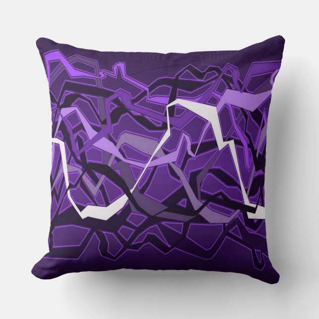 Funky Abstrakt Waves Lila Throw Kissen (Vorderseite)