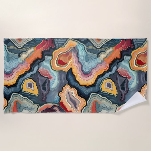 Funky Abstrakte Agate Geode Pattern Strandtuch (Vorderseite)