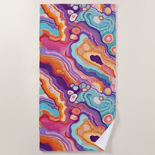 Funky Abstrakte Agate Geode Pattern Strandtuch (Vorderseite)