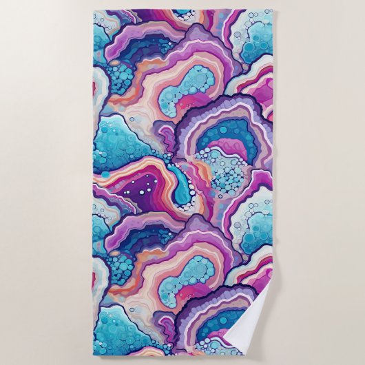 Funky Abstrakte Agate Geode Pattern Strandtuch (Vorderseite)