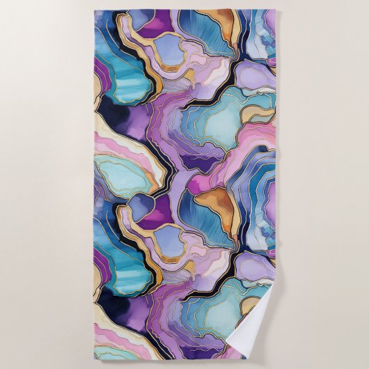 Funky Abstrakte Agate Geode Pattern Strandtuch (Vorderseite)