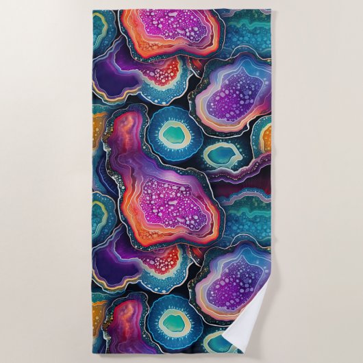 Funky Abstrakte Agate Geode Pattern Strandtuch (Vorderseite)