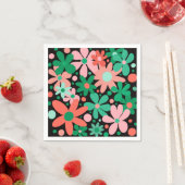 Funky, abstrakte Blume in grün und rosa Serviette (Beispiel)