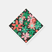 Funky, abstrakte Blume in grün und rosa Serviette (Ecke)