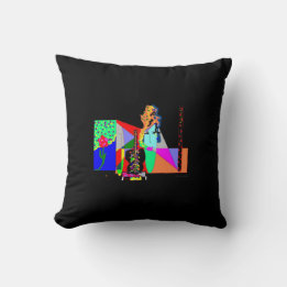 Funky Abstrakte Lady Black Throw Kissen