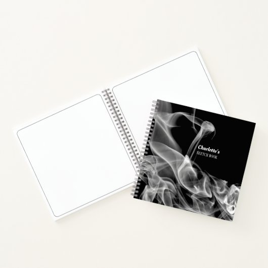 Funky Abstrakte Schwarz-weiße Rauchwolke Notizblock (Innenseite)