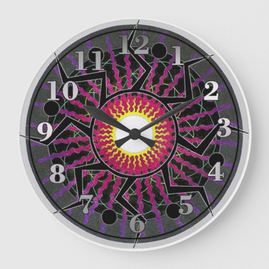 Funky Abstrakte Sun raays Wall Clock Große Wanduhr (Vorderseite)