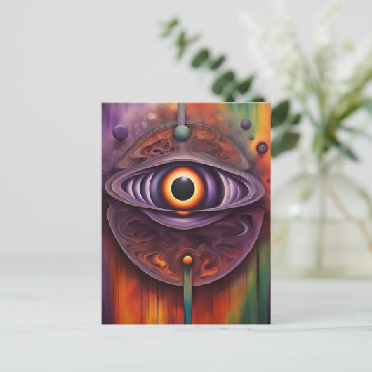 Funky Abstraktes Auge Postkarte (Stehend Vorderseite)