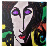 Funky Abstraktes Digitalbild einer Frau Fliese (Vorderseite)