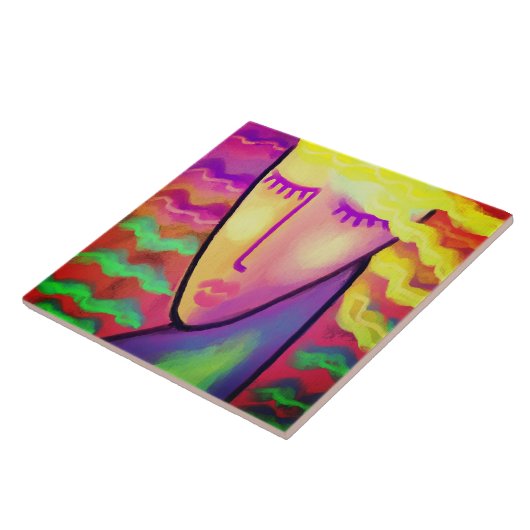 Funky Abstraktes Digitalbild einer Frau Fliese (Seite)