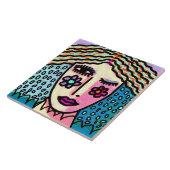 Funky Abstraktes digitales Portrait einer Frau Fliese (Seite)