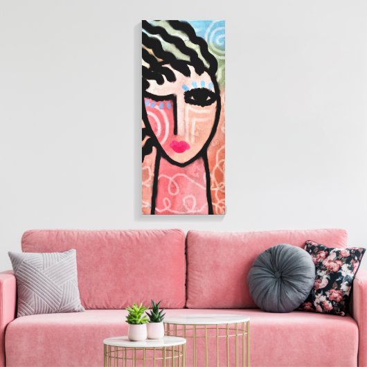 Funky Abstraktes digitales Portrait einer Frau Leinwanddruck (Insitu (Wohnzimmer))