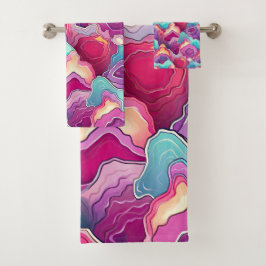 Funky Abstraktes, farbenfrohes Patternbad Badhandtuch Set